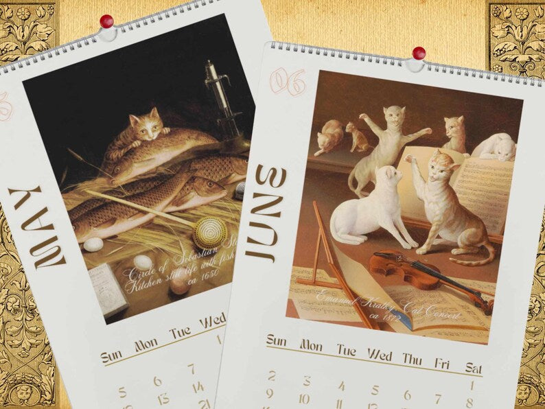2024 Wall Calendar with Elegant Cats Calendar