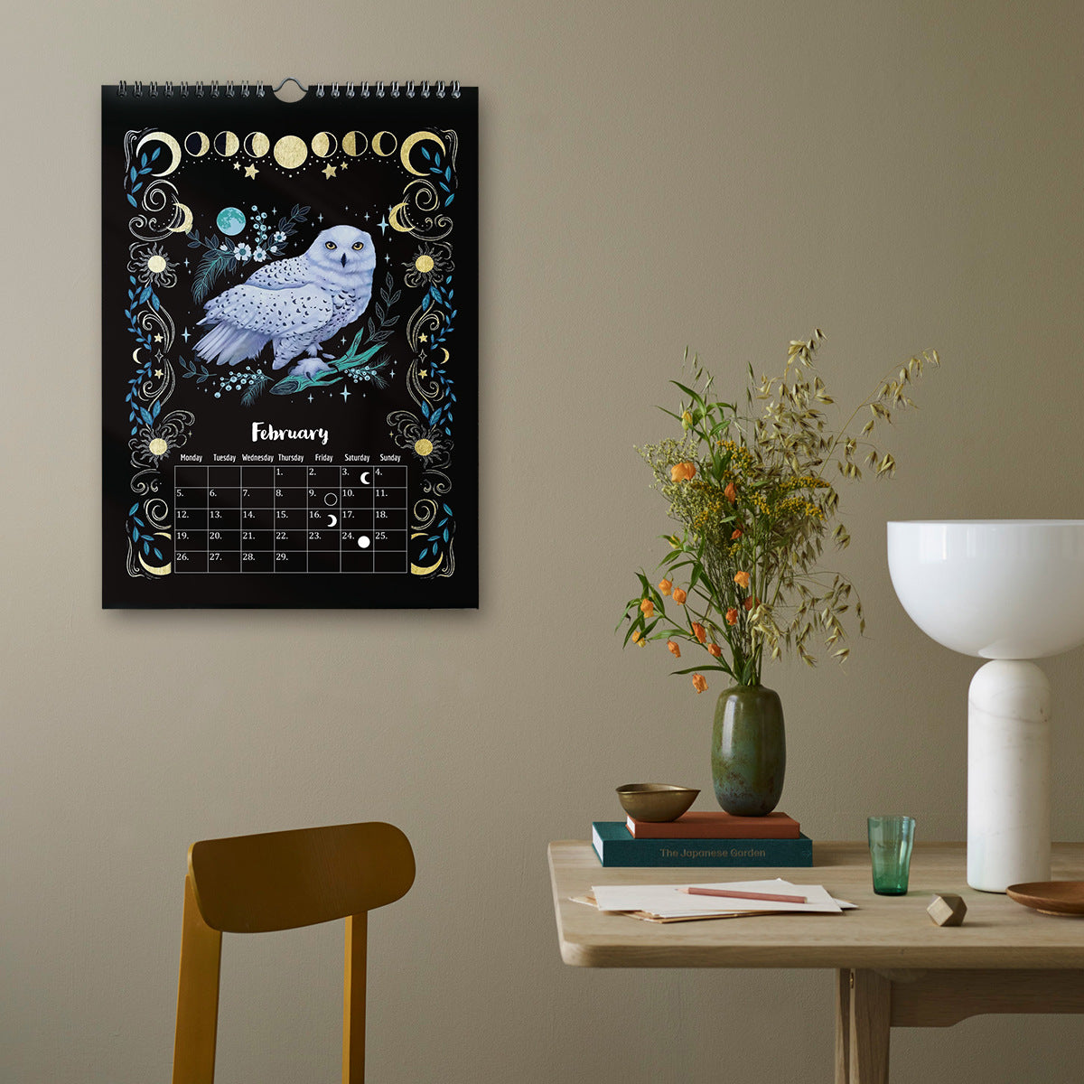 2024 Wall Calendar with Dark Moon Animals Calendar