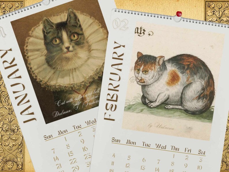 2024 Wall Calendar with Elegant Cats Calendar