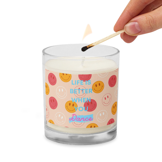 Glass jar soy wax holiday candle for dancers
