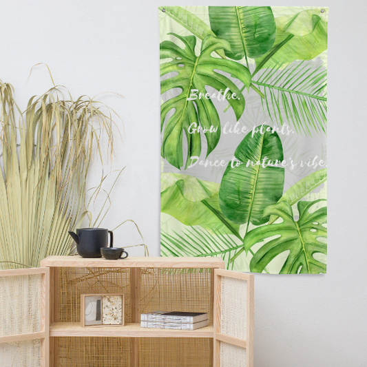 Hanging Fabric Wall Art: "Breathe, Grow like plants, Dance to Nature's Vibe"