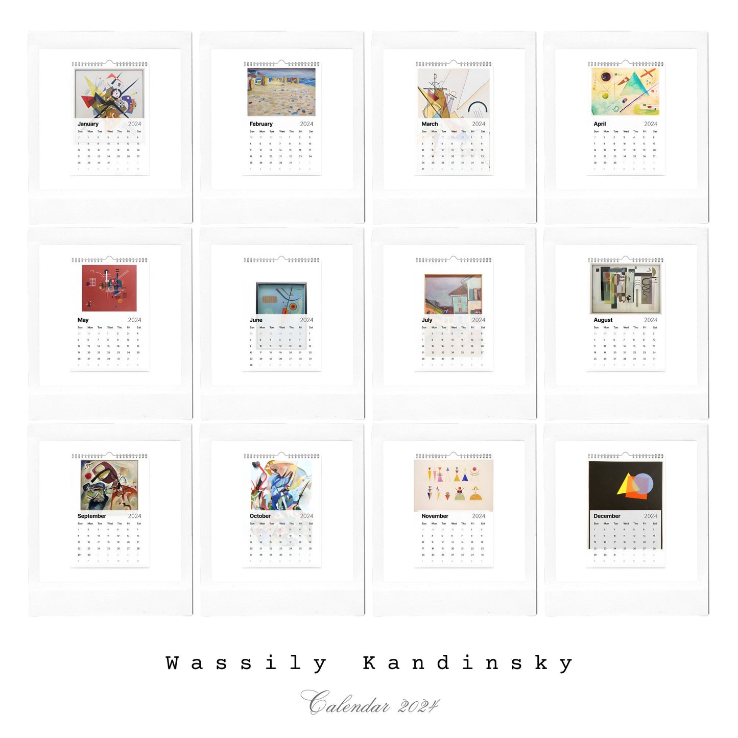 2024 Wall Calendar with Wassily Kandinsky's Selected Artwork