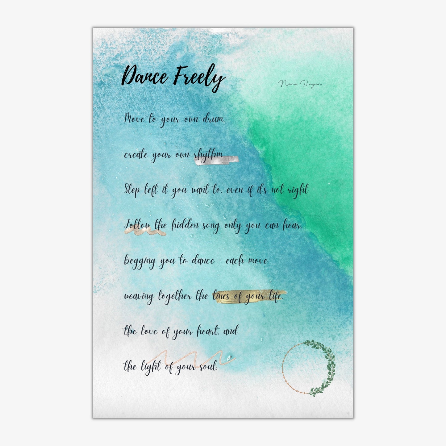 Poetry Quote Printable: "Dance freely"