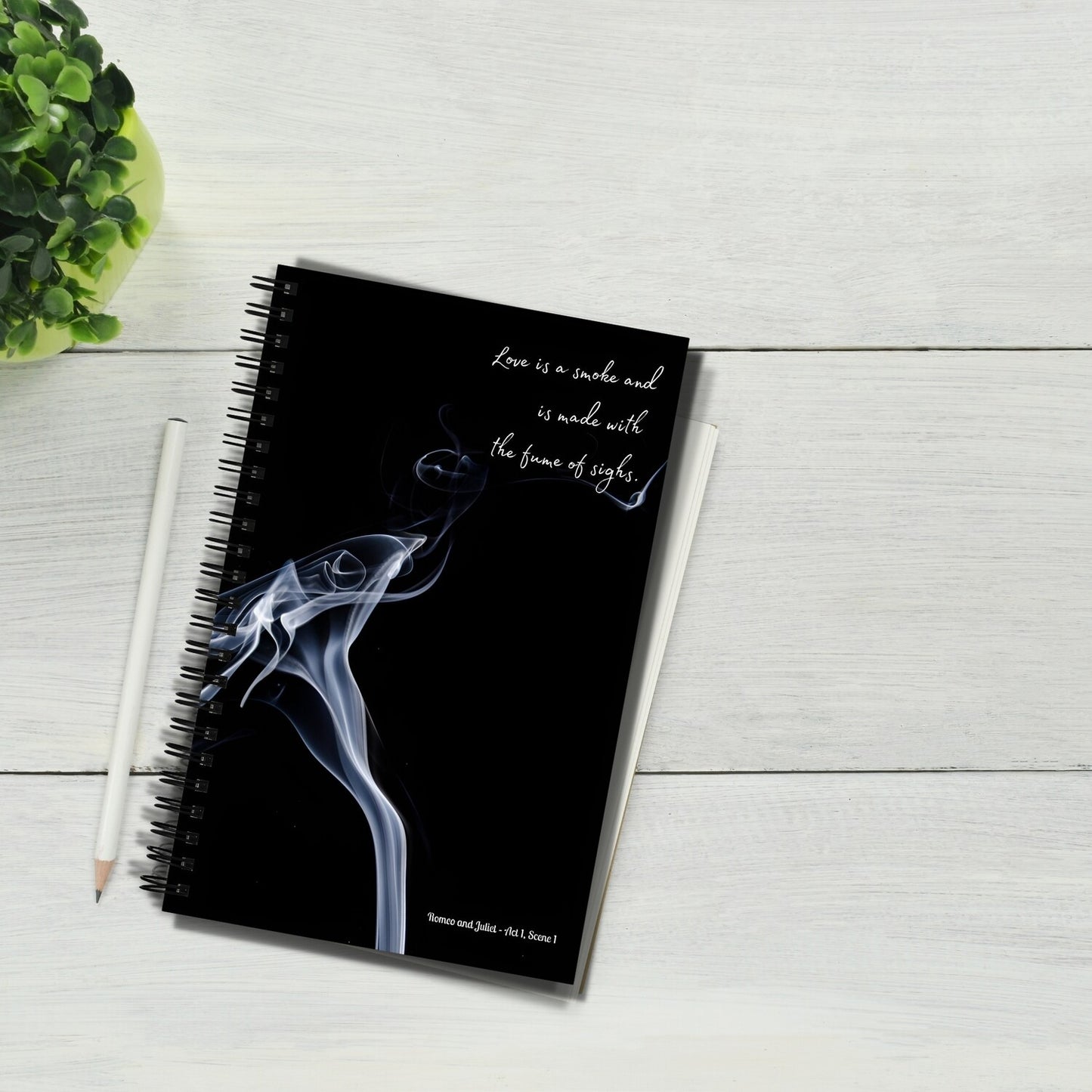 "Love is a Smoke" - Shakespeare Romeo and Juliet Quote Spiral Notebook